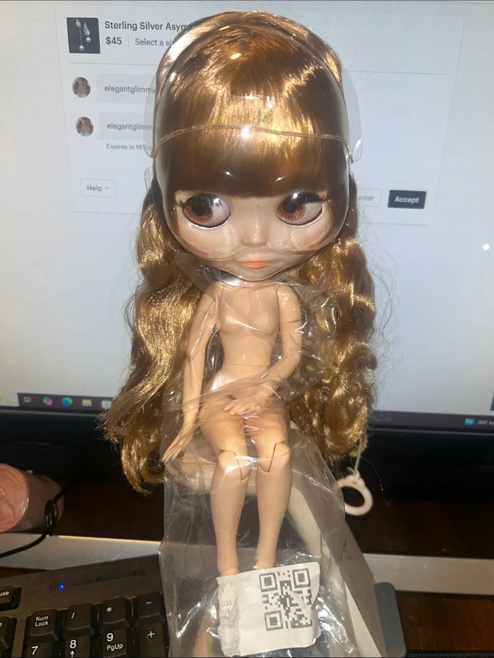 11” Blythe doll nude doll matte face makeup joint body long straight hair